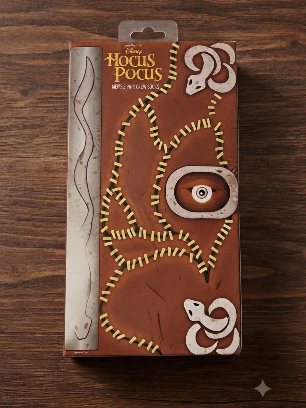 Disney Hocus Pocus Men’s Crew Socks 2-Pack Novelty VHS Tape Gift Box Size 8-12
